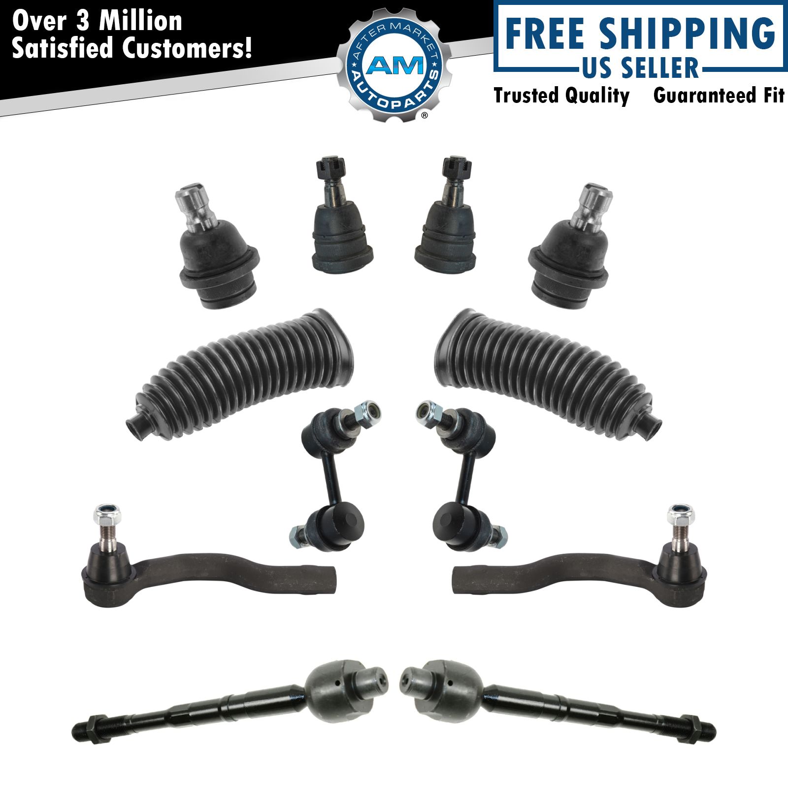 Front Ball Joint Tie Rod Sway Bar Link Boot Bellow Steering Suspension Kit 12pc