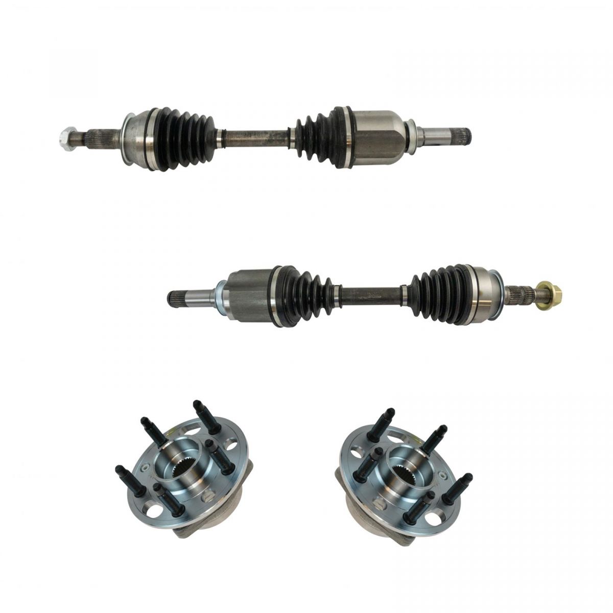 Front CV Axle Shafts & Wheel Hub Bearing Assemblies Set of 4 for Buick