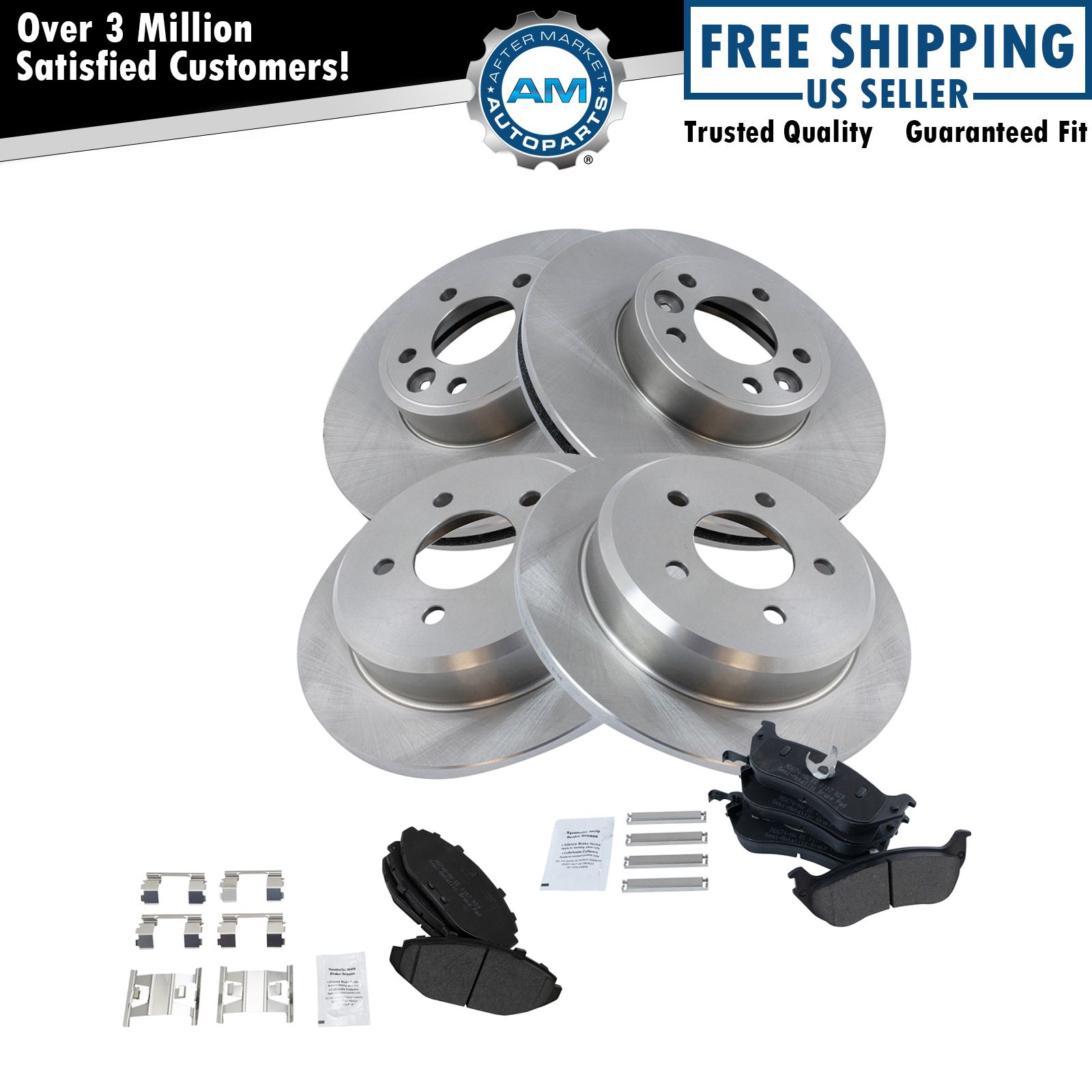 Brake Pad Rotor Kit Metallic 13/4 Inch Clip Front Rear for Ford eBay