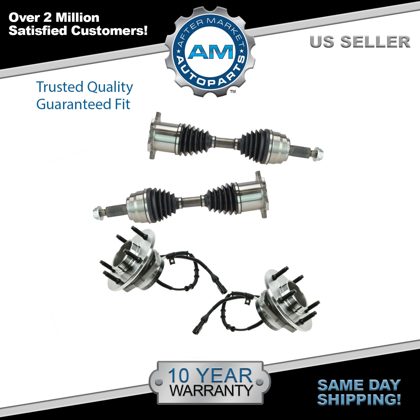 4 Piece Steering Kit Wheel Bearing & Hub Assemblies CV Axle Shafts for