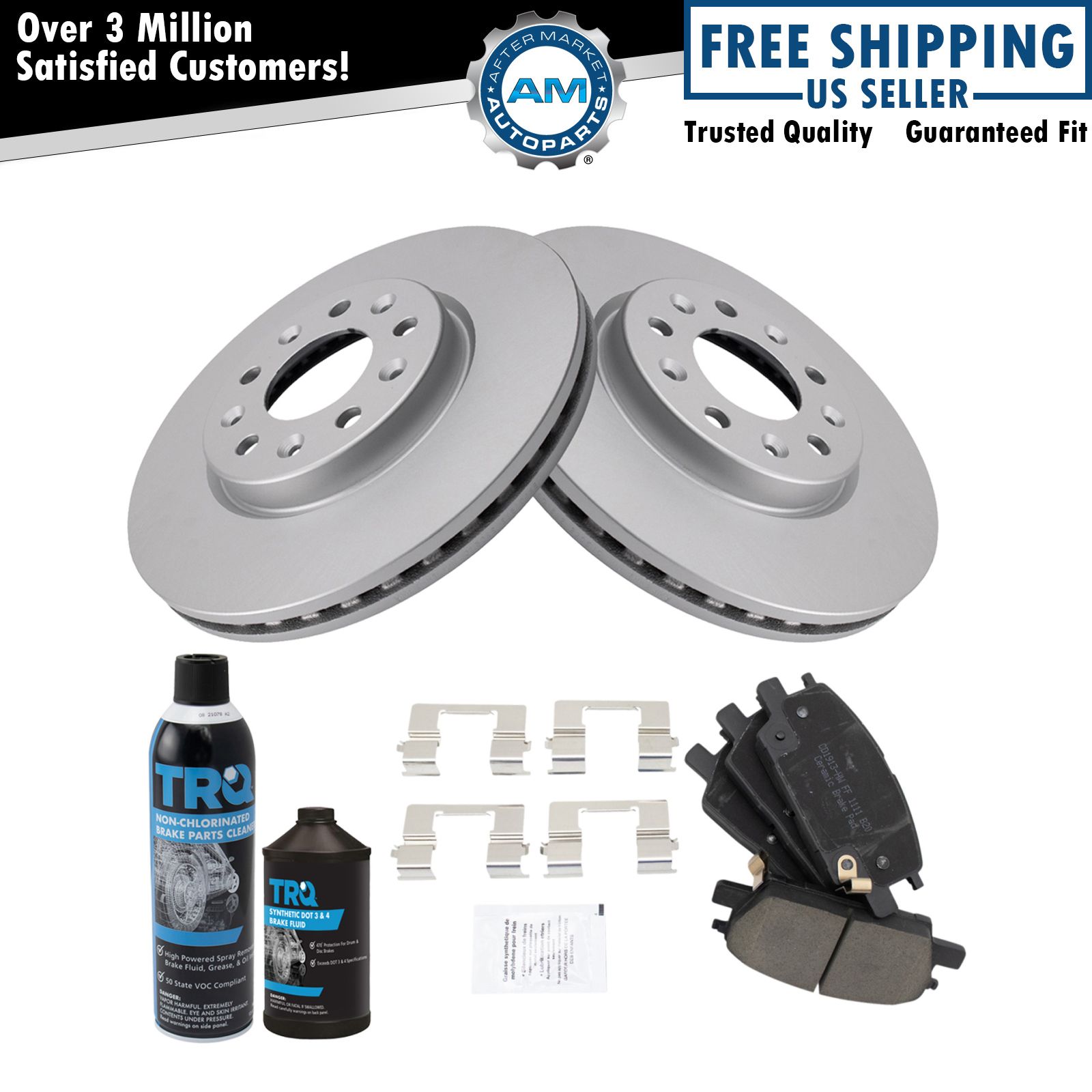 Front Ceramic Brake Pad & Coated Rotor Kit w/Fluids for LaCross Equinox