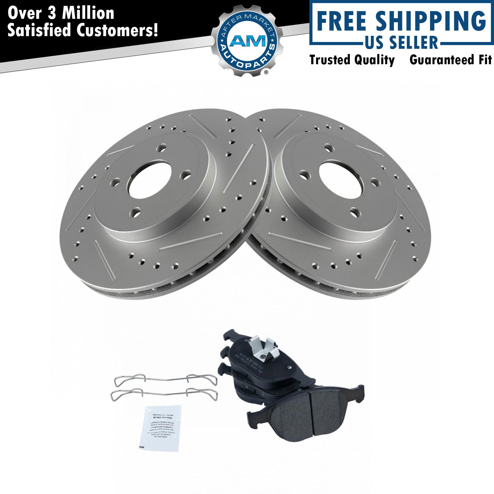 Front Metallic Brake Pad & 2 Performance Rotor Kit for 02-04 Ford Focus SVT