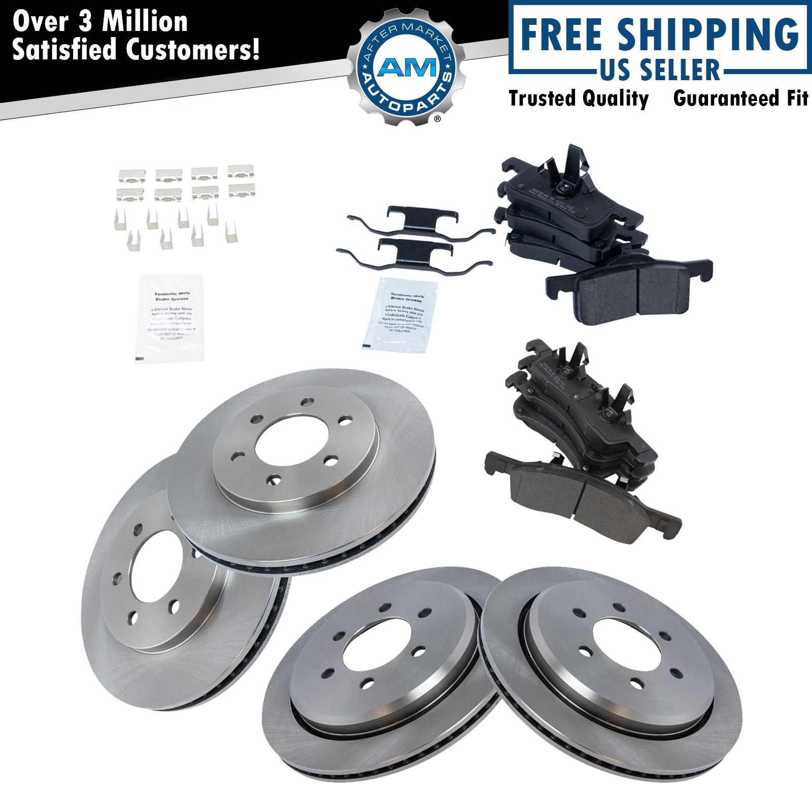 Posi Metallic Brake Pad & Rotor Front & Rear Kit for Ford