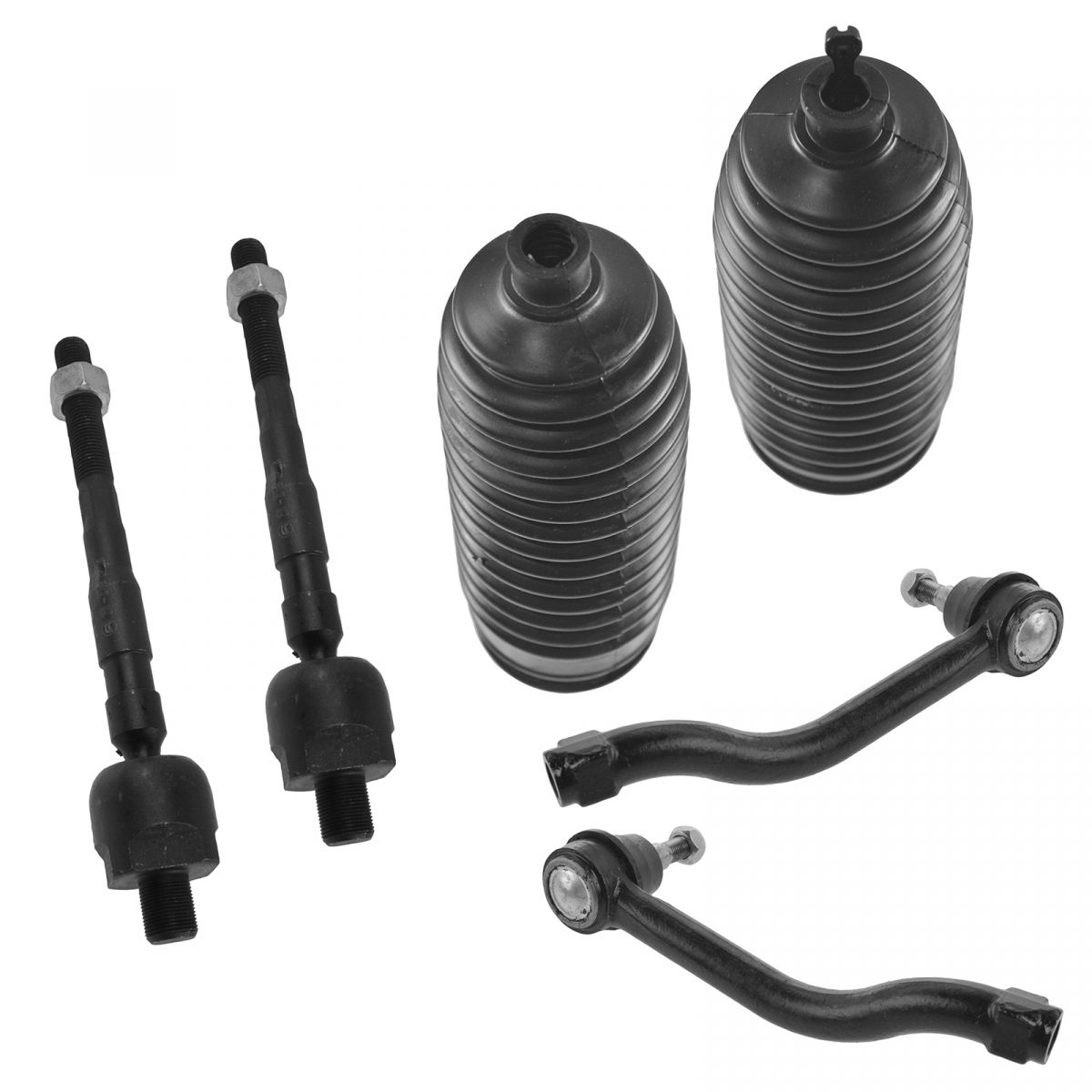 Tie Rod Kit Set of 6 Inner Outer & Bellows Boots LH RH Sides for Nissan