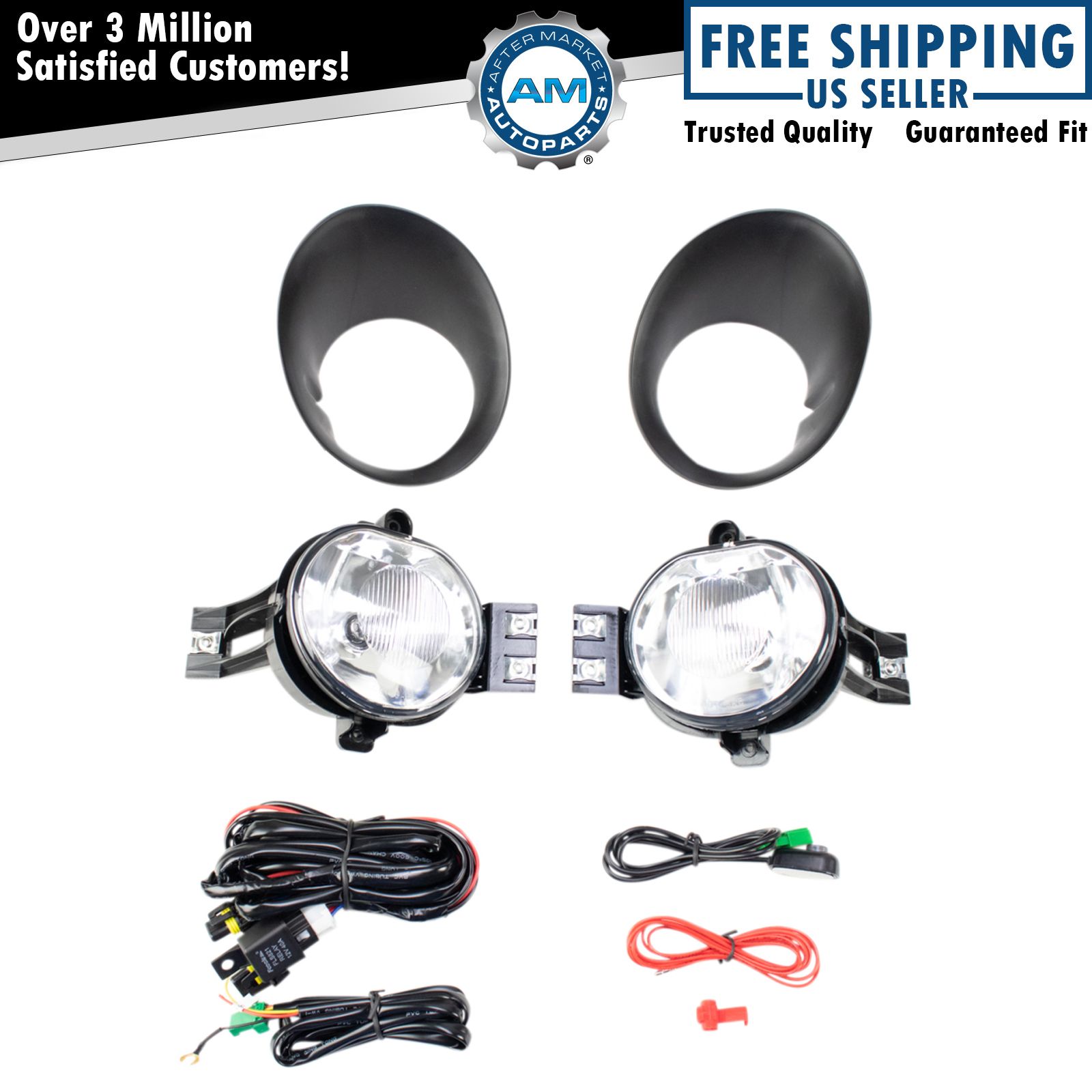Front Clear Lens Fog Driving Light Lamps Upgrade with Wiring Kit for Ram Truck