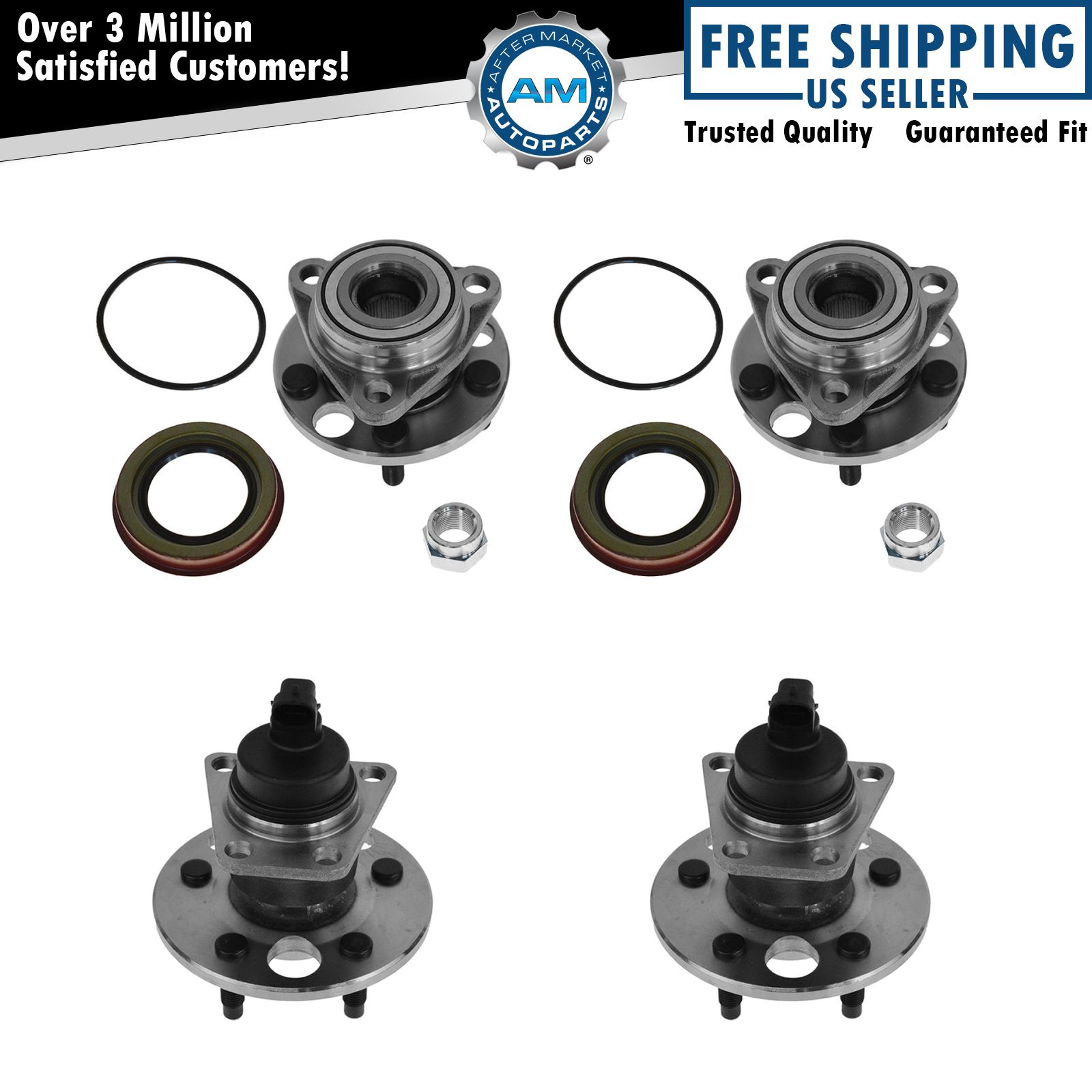 Front & Rear Wheel Hub & Bearing Kit Set of 4 for Buick Chevy Olds Pontiac