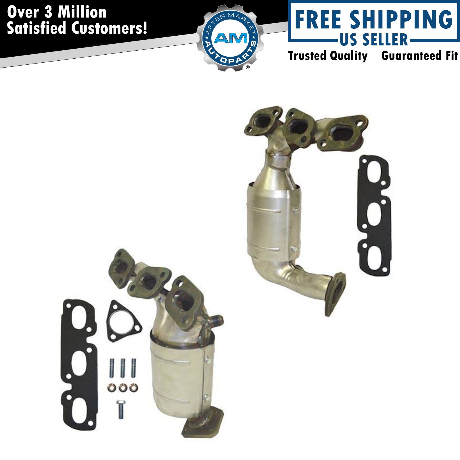 Exhaust Manifold & Gasket w/ Catalytic Converter Left & Right Pair for