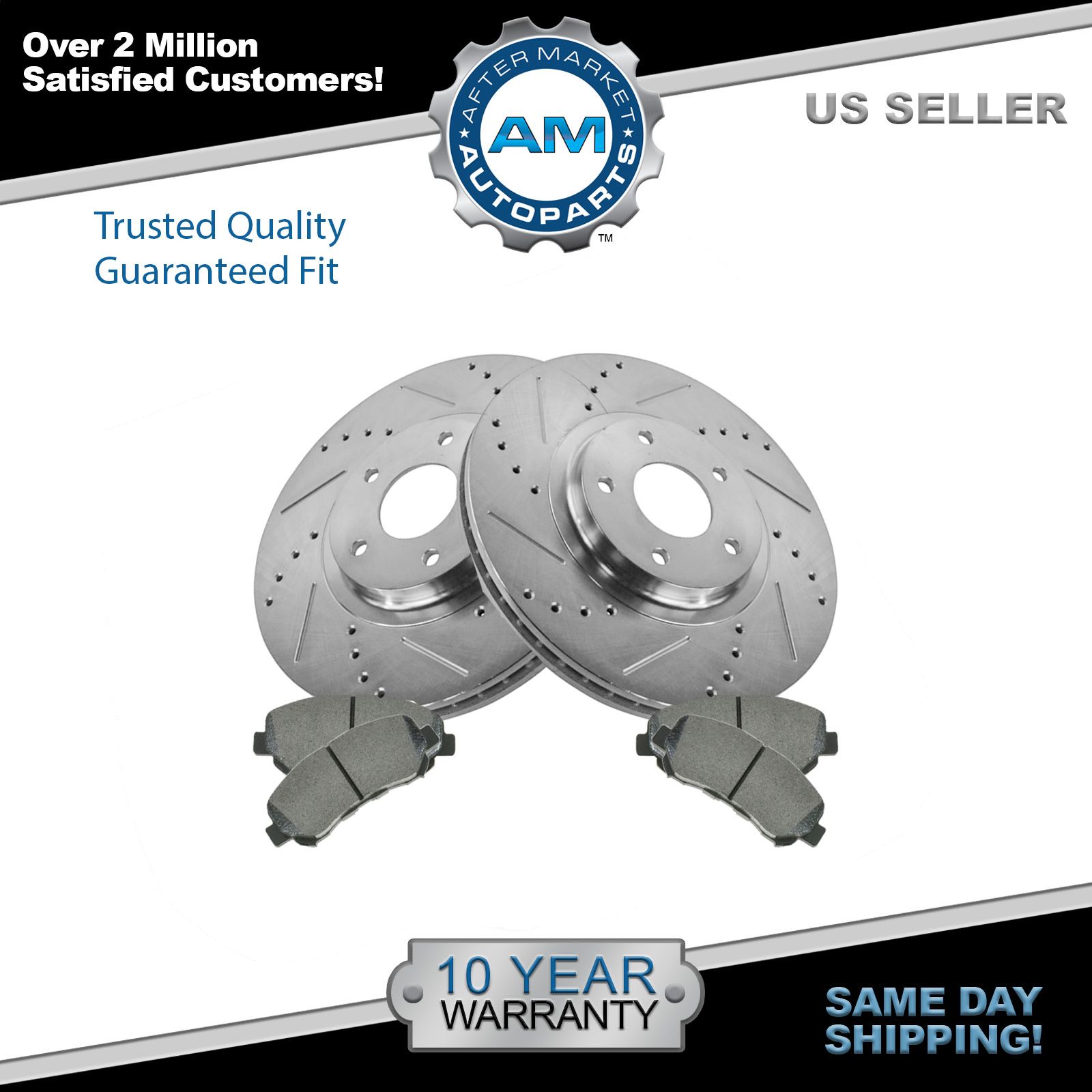 Front Metallic Disc Brake Pads & Performance Drilled Slotted Zinc