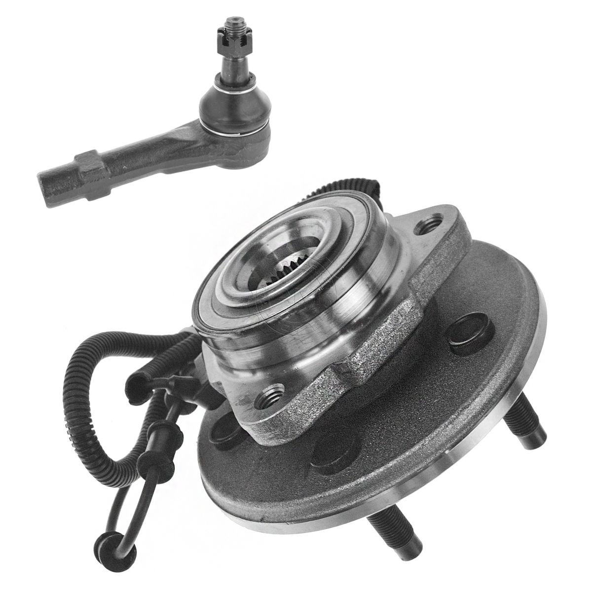 2 Piece Steering Kit Wheel Hub Bearing Assembly w/ Outer Tie Rod End