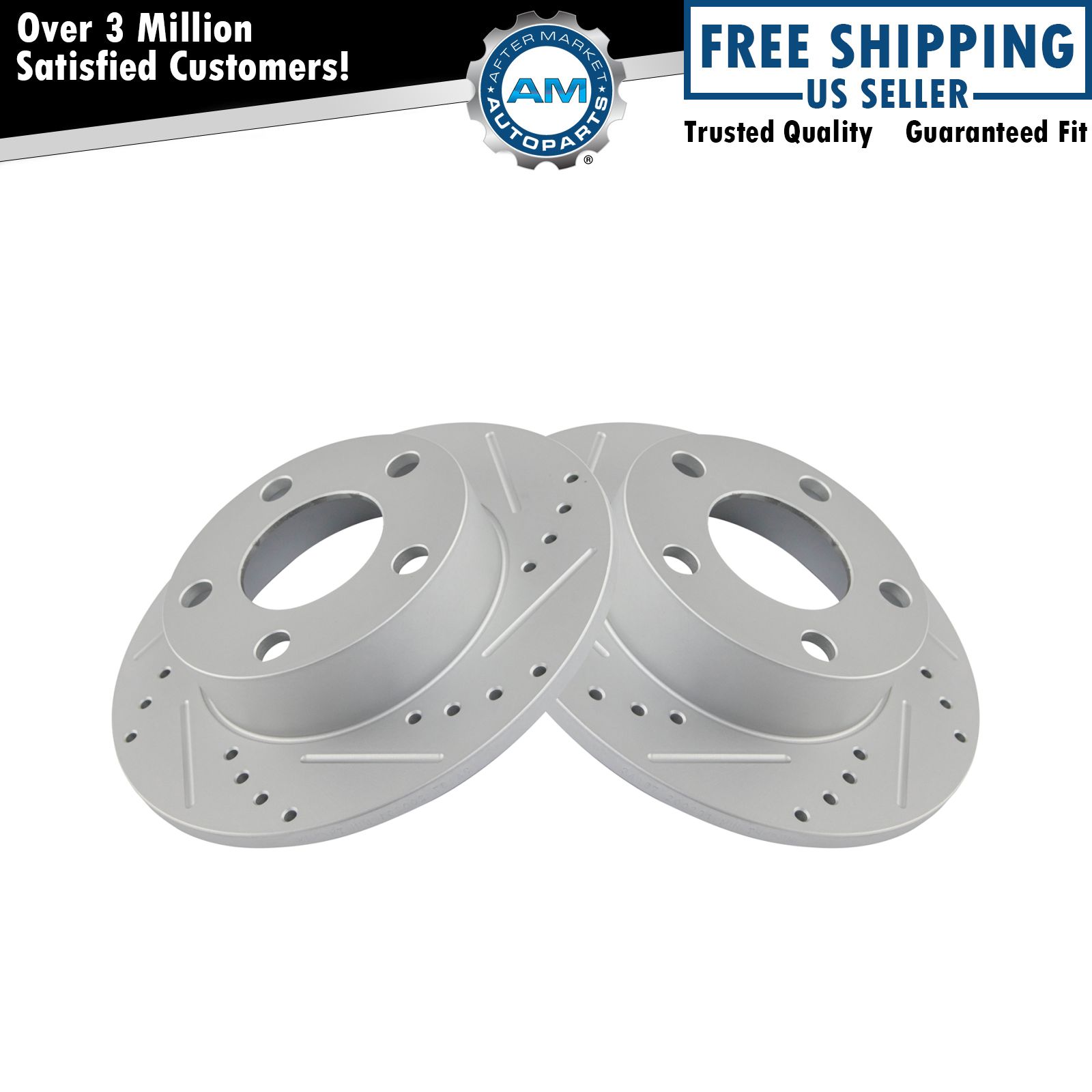 Performance Brake Rotor Drilled & Slotted Rear Coated Pair for Audi VW