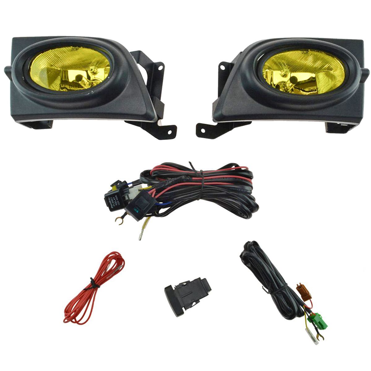 Add On Upgrade Yellow Lens Fog Light Bulb Switch Wiring Kit Set for Honda Civic