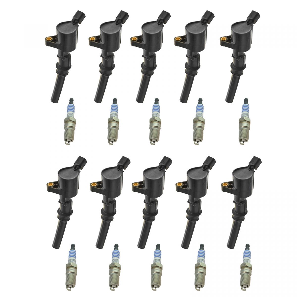 Engine Ignition Coil & Motorcraft Spark Plug Kit 20 Piece Set for V10