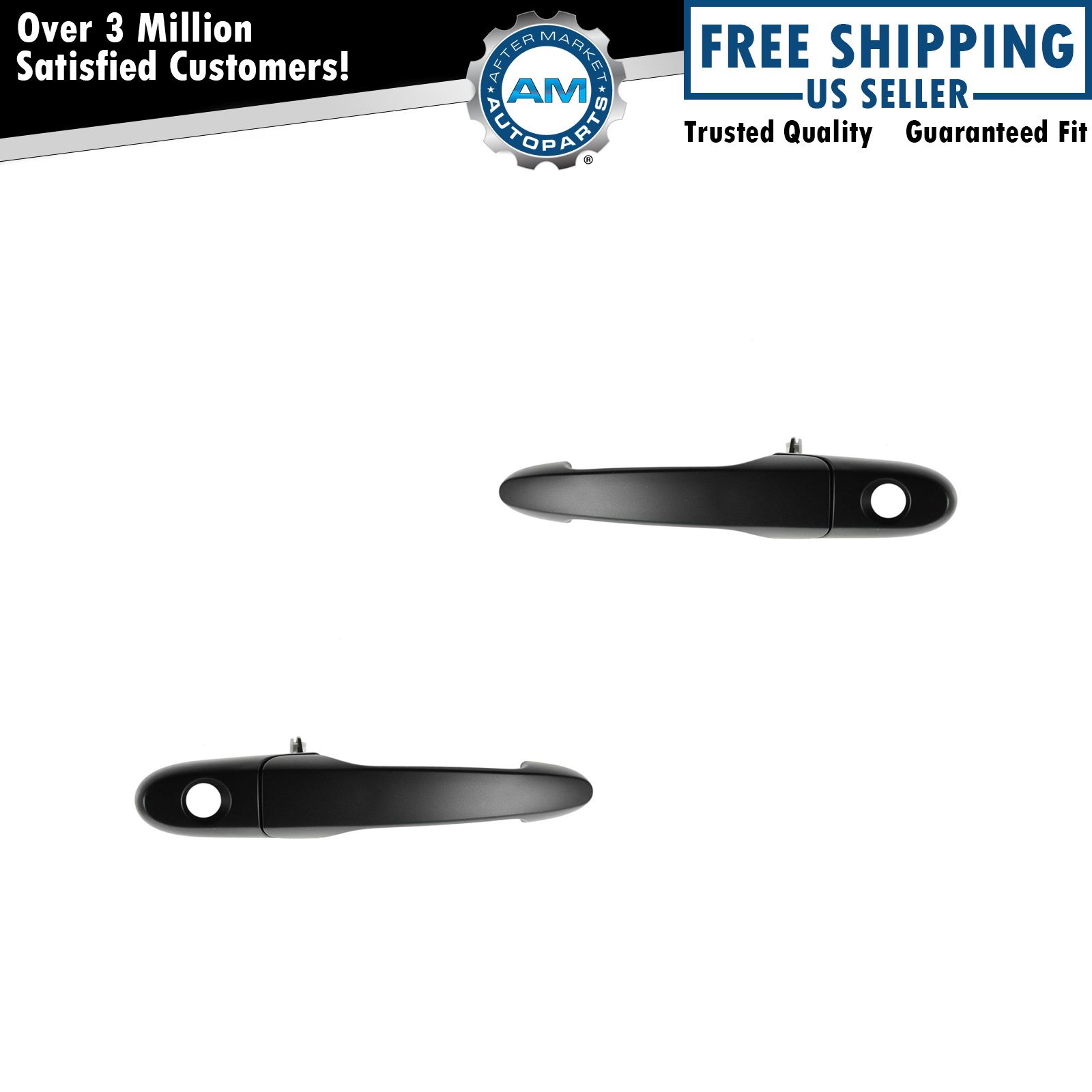 Door Handle Front Outer Black Smooth Pair Set for Buick Chevy Pontiac NEW