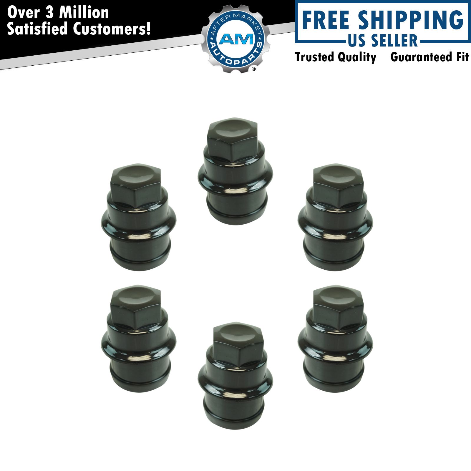 Wheel Lug Nut Cap Black Plastic Set of 6 for Chevrolet GMC Cadillac Truck New
