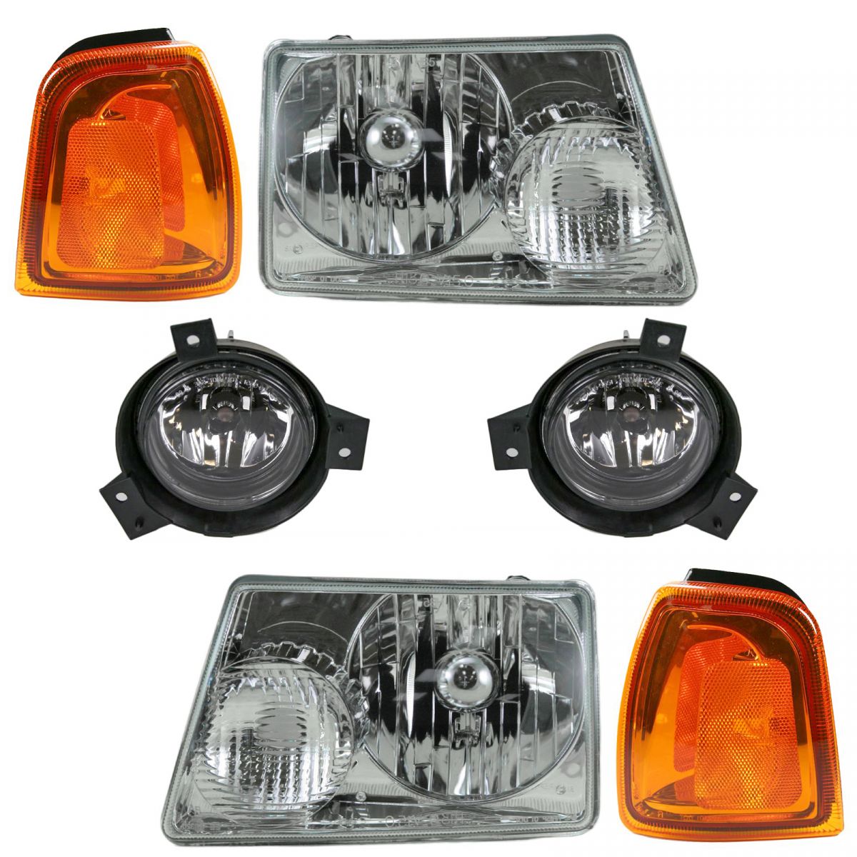 Headlight Fog Lamp Parking Light 6 Piece Kit Set for 01-03 Ford Ranger