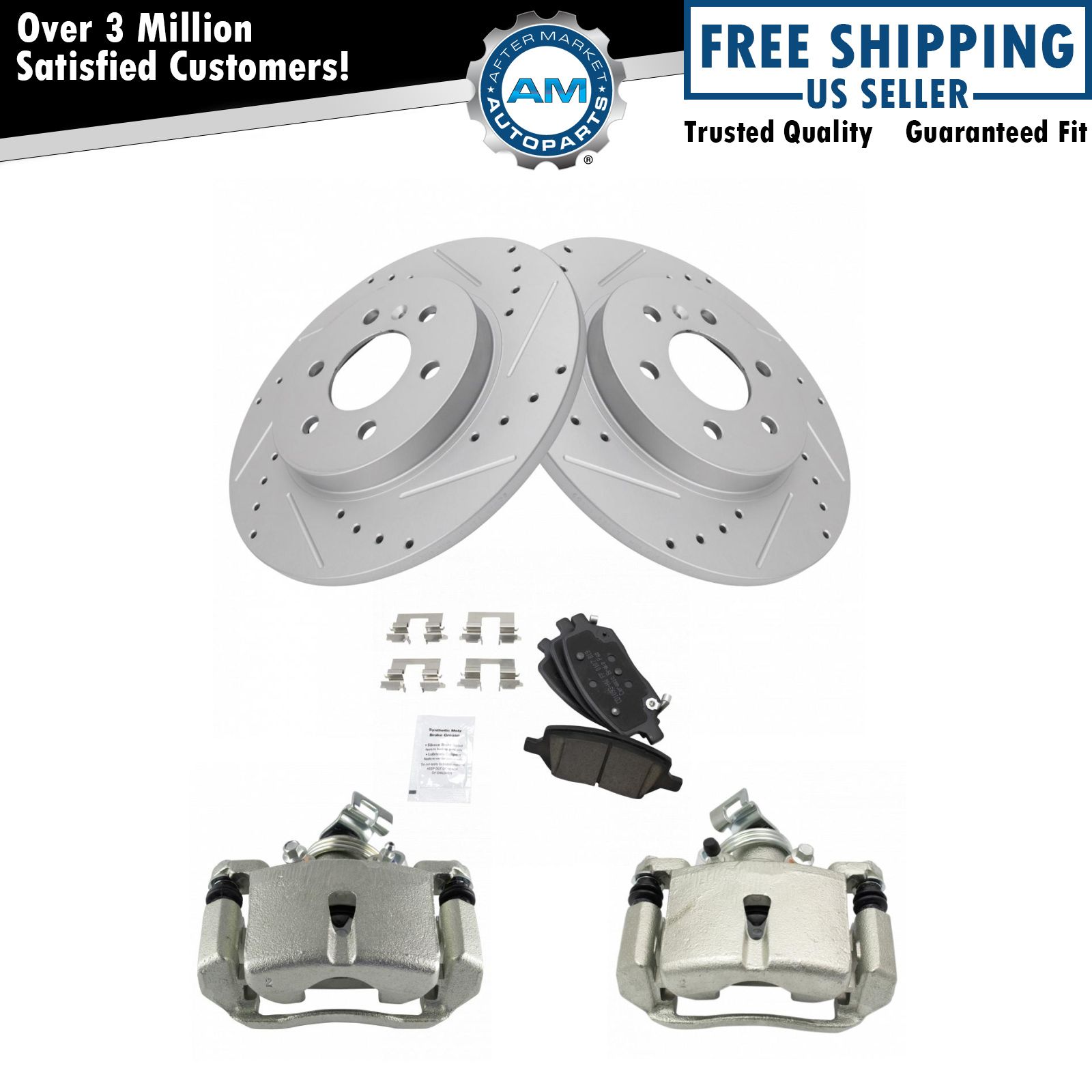 Rear Ceramic Pads Performance Rotors & Calipers Kit for GM SUV