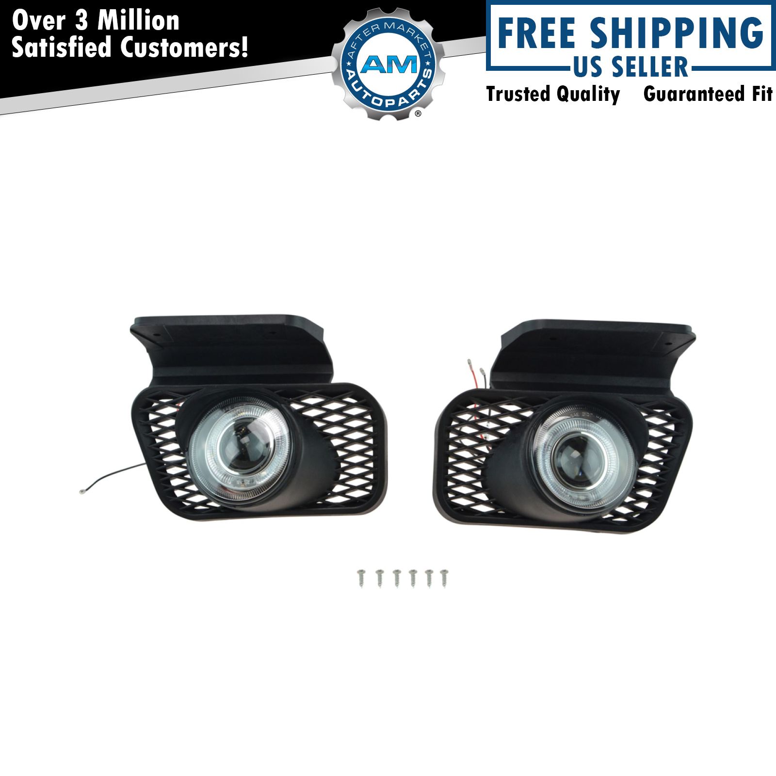 Upgrade Clear Lens Halo Projector Fog Lamp Light Pair for Silverado Avalanche
