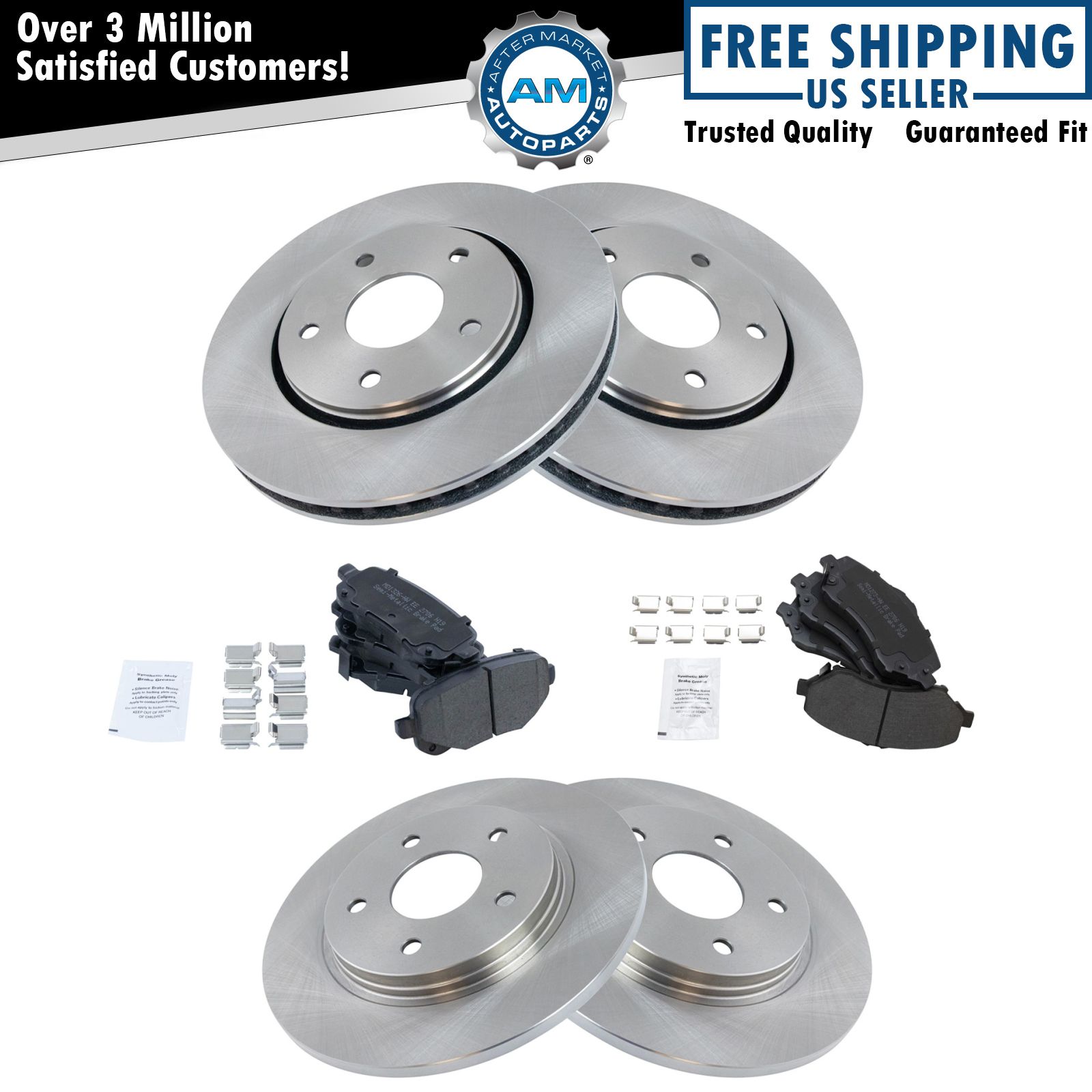 Brake Pad Rotor Front & Rear Premium Posi Metallic Kit for Chrysler VW