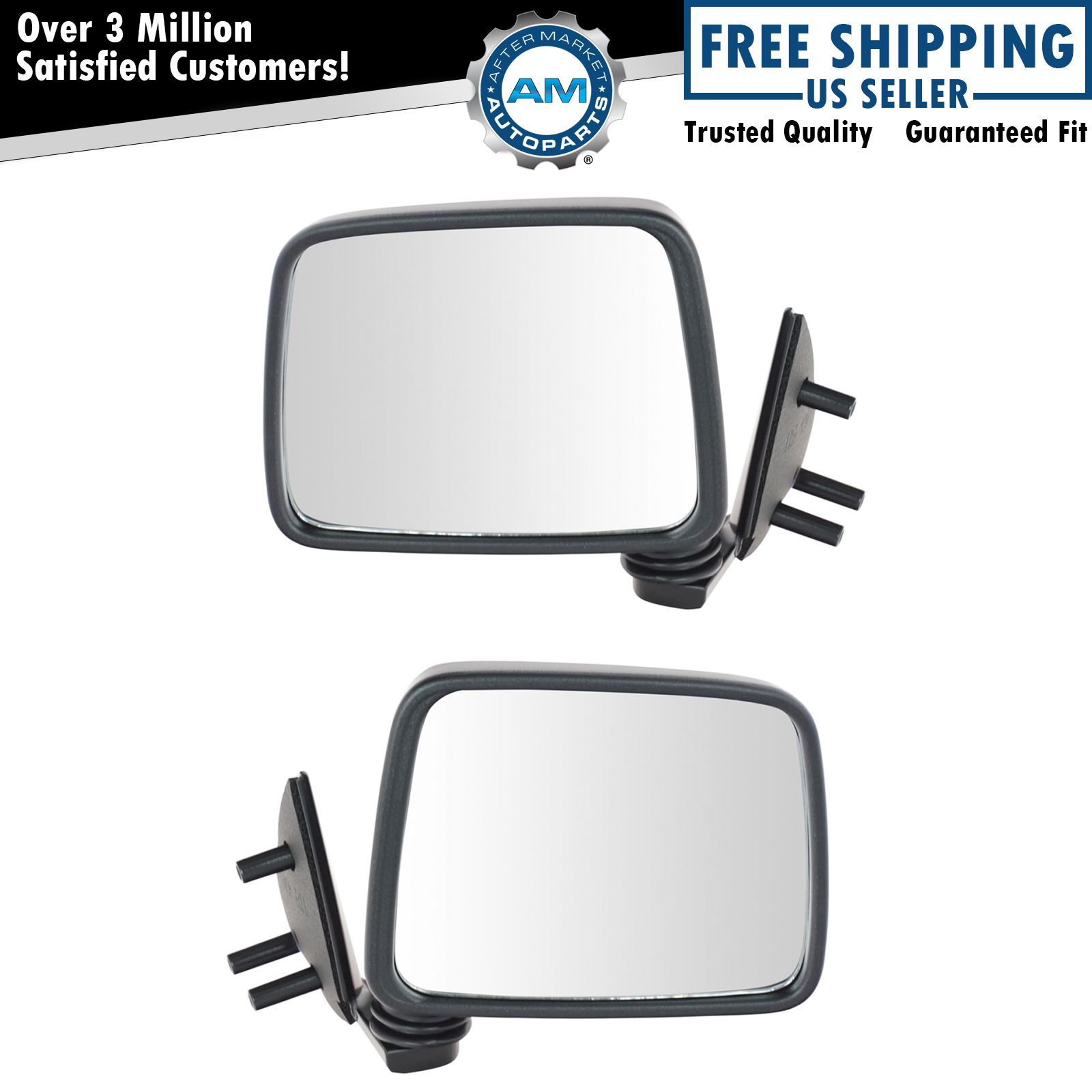 Black Manual Side View Mirror Left/Right Pair Set For Pathfinder D21 Truck