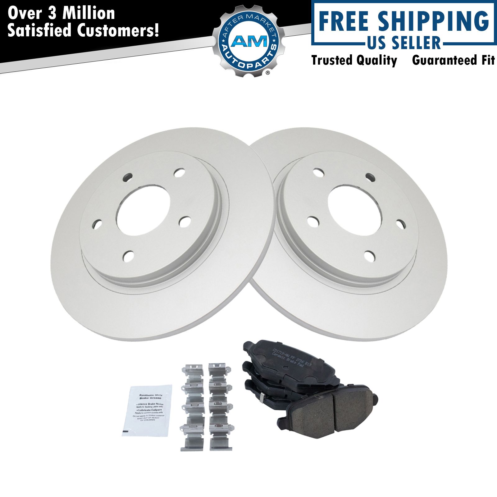 Rear Ceramic Brake Pads & G-Coated Rotor Kit for Chrysler Dodge Ram VW