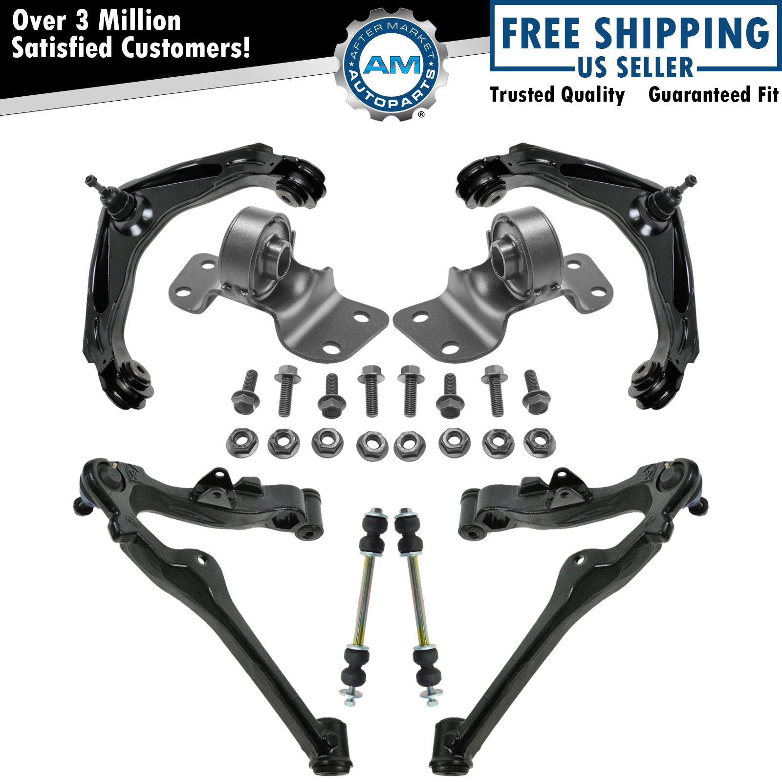 8 Piece Suspension Kit Front Control Arms Torsion Bar Mounts Sway Bar